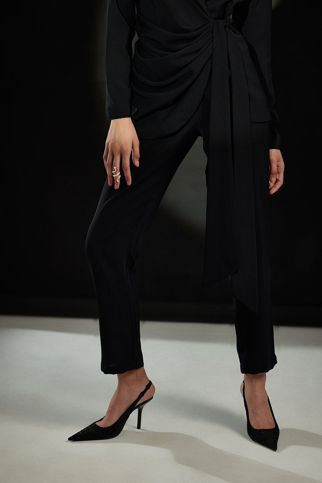 Echo Black Cowl Blazer + Pant Set
