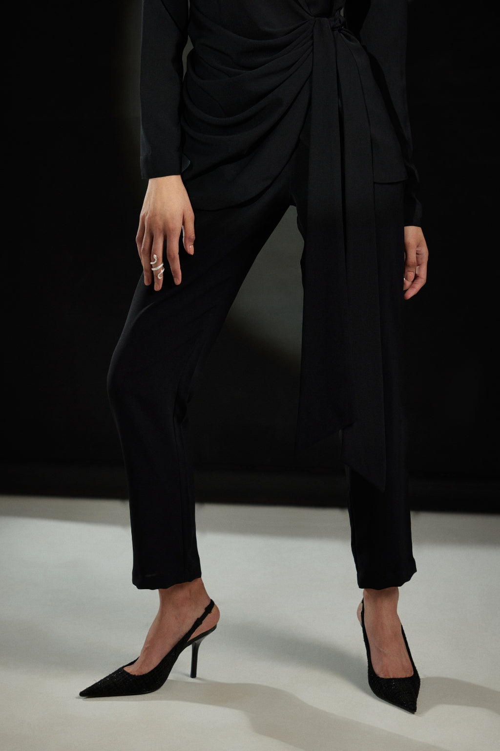 Echo Black Cowl Blazer + Pant Set
