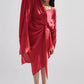 Echo Red Peony Draped Dress