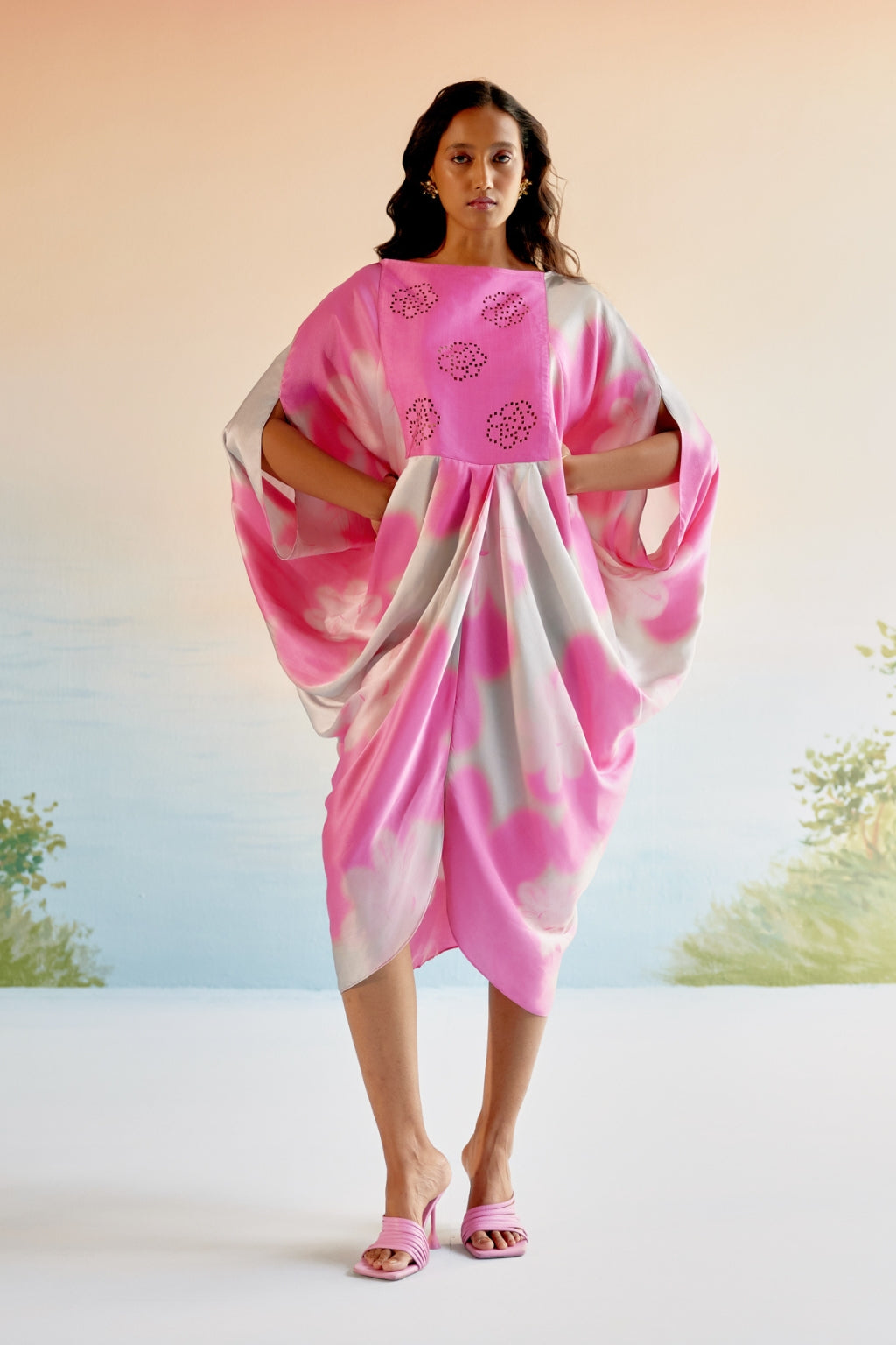 Echo Garden Pink Silk Dress