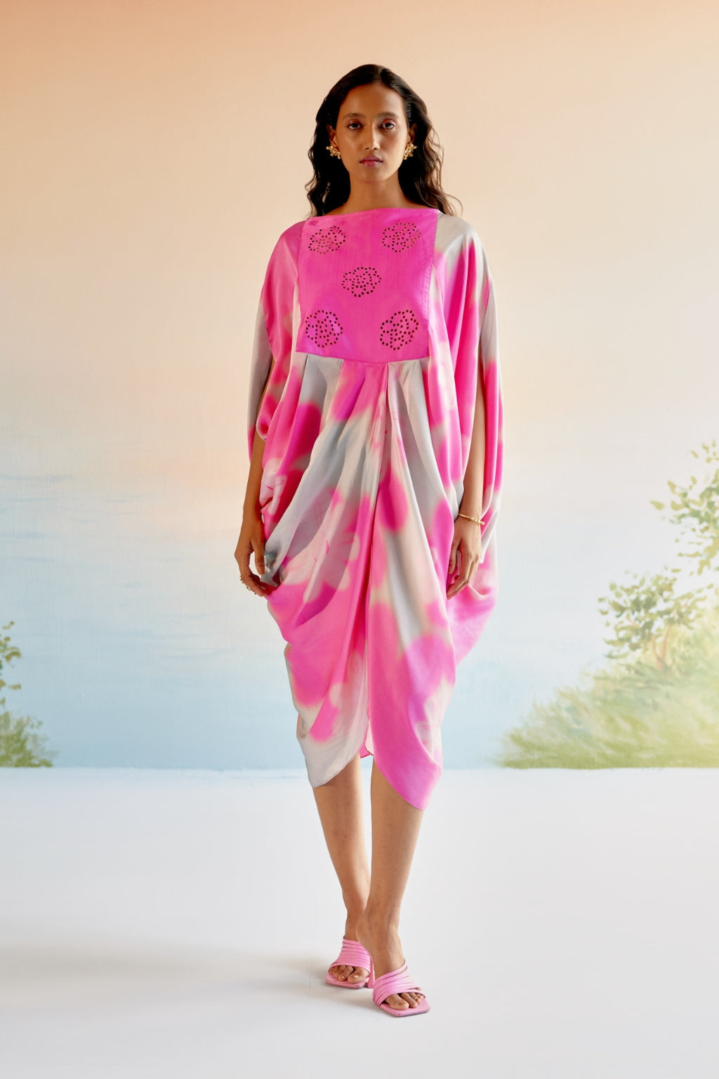 Echo Garden Pink Silk Dress