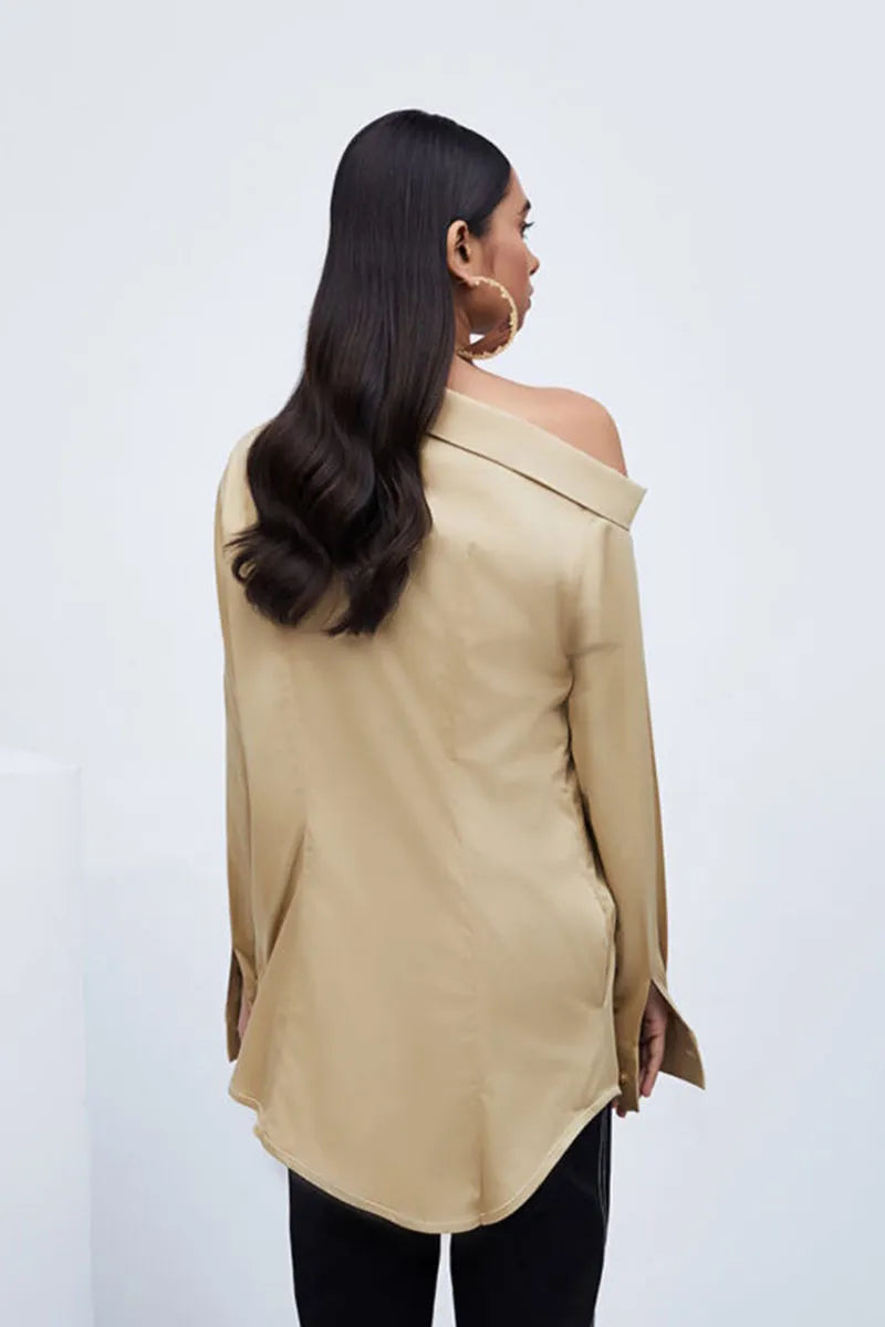 Beige Cotton Broken Rock Shirt