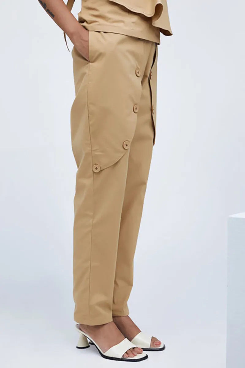 Echo Beige Cotton Etched Pants