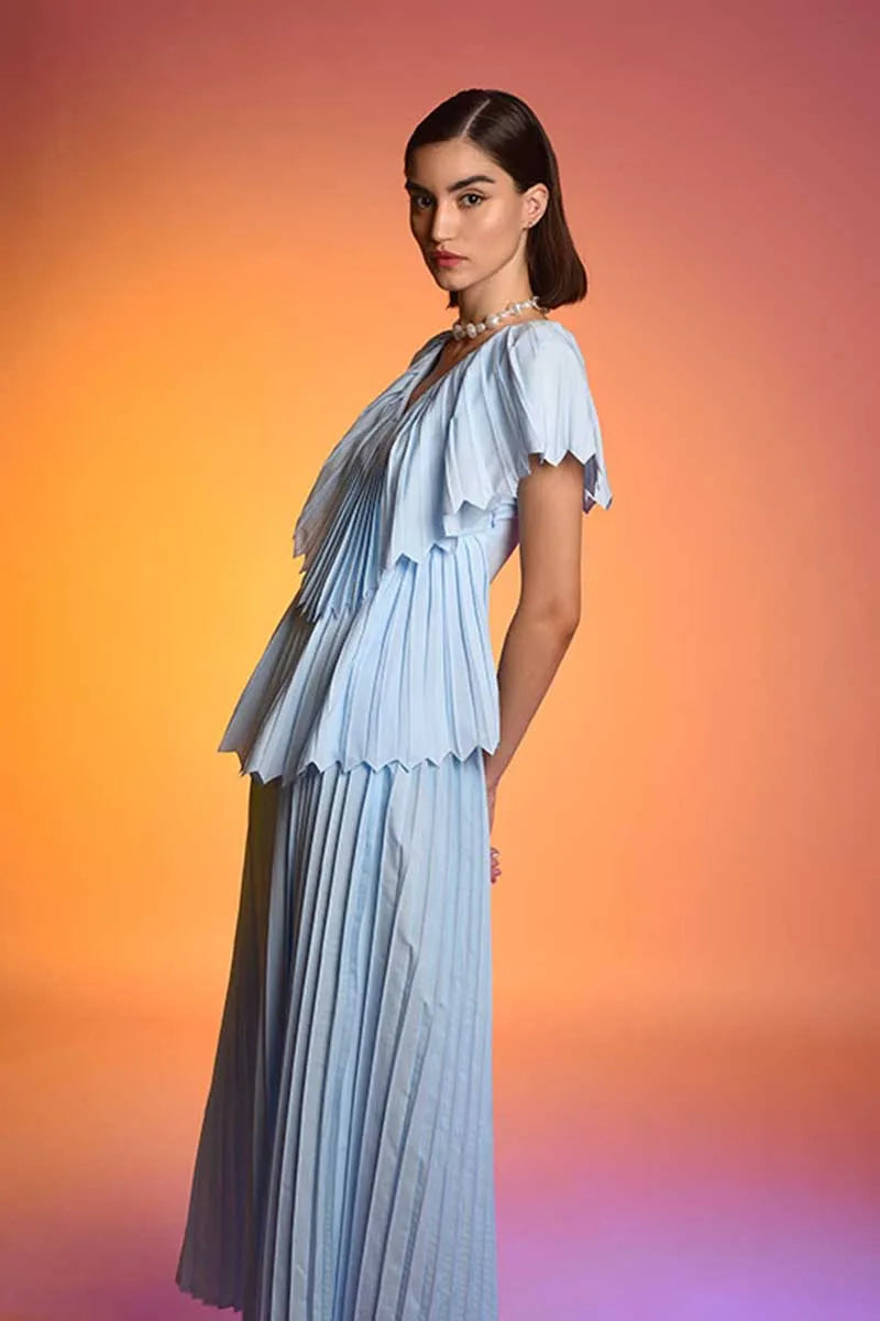 Echo Blue Pleated Dress