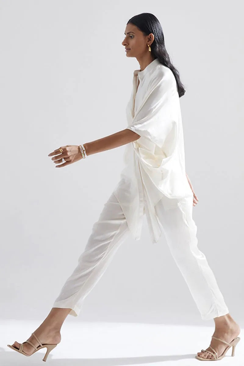 Echo White Silk Pants